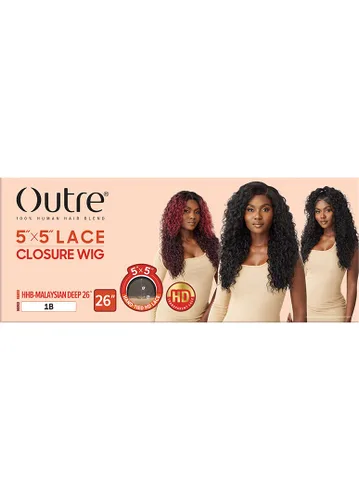 Vista 7 de Outre - Peluca con cierre de encaje 5X5 - Mezcla de cabello humano - Malasia profunda 26" (DR JENGIBRE MARRÓN)