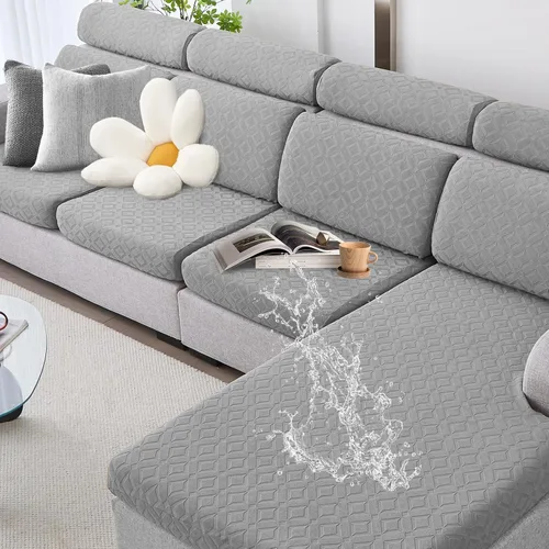 Vista 11 de Genina Fundas de cojín para sofá impermeables, fundas elásticas para sofá seccional, funda de cojín lavable, antideslizante, con parte inferior