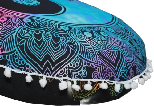 Vista 11 de CRAFT KALA - Funda de cojín redonda de 22" con mandala bohemio para meditación, para sala, asientos, pufs, para sala de estar, sala de yoga, hogar