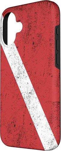 Vista 2 de Bandera de buceo para iPhone 16 para buceadores con funda de efecto envejecido