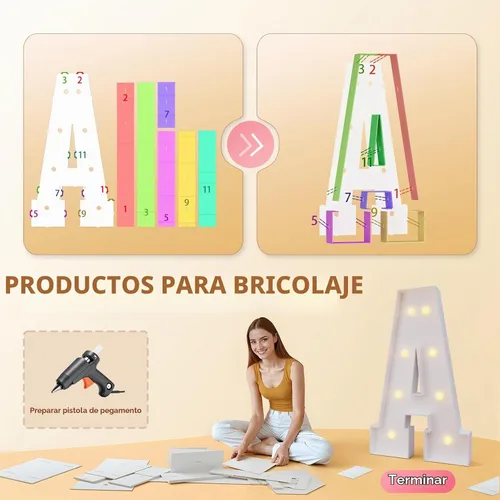 Vista 2 de imprsv Letras iluminadas grandes de 3 pies, letras iluminadas de marquesina para fiesta de cumpleaños (3 pies, letra y )