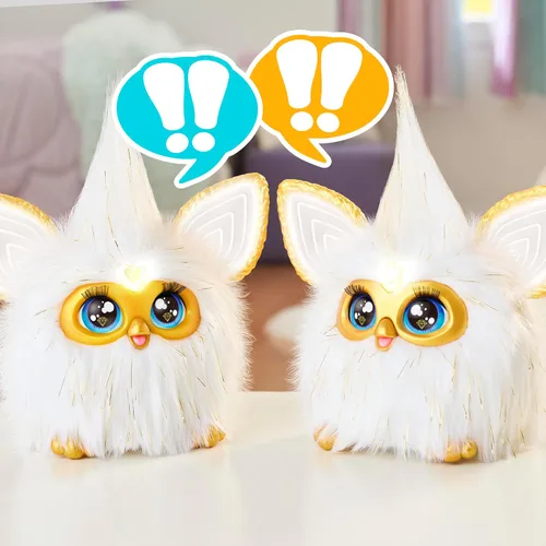 Vista 6 de Furby Gold Glam - Juguetes interactivos de peluche para niñas y niños de 6 años en adelante, animatrónico activado por voz, habla inglés y furbish