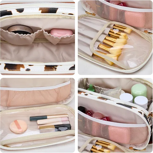 Vista 5 de Wrangler - Neceser de viaje grande para maquillaje, bolsa de cosméticos Vaca café