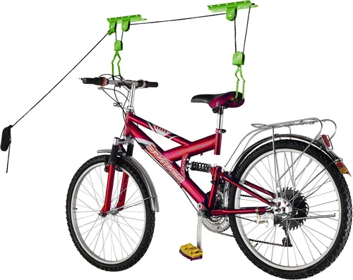 Vista 7 de Rad Sportz - Juego de 2 perchas para bicicleta con sistema de polea superior para garaje o cobertizo con capacidad de 100 libras para bicicletas