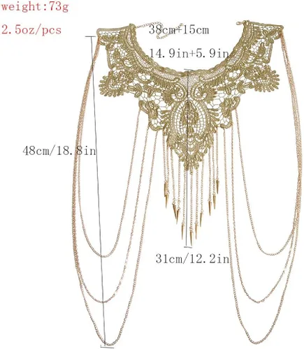 Vista 5 de Collar de cadena fina de oro con encaje de flores para mujer Oro