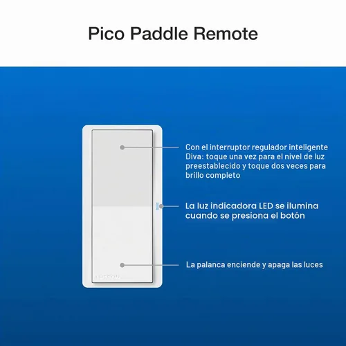 Vista 8 de Lutron Pico Mando de paleta para control de encendido/apagado de interruptores/reguladores inteligentes Caseta, PJ2-P2B-GBL, negro