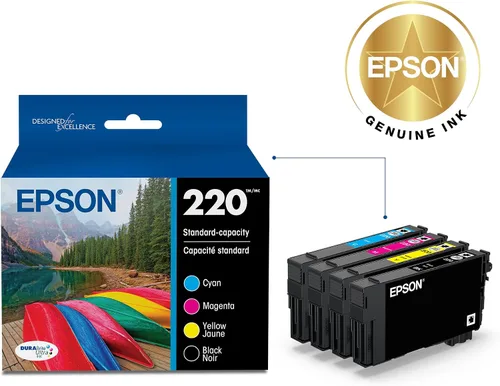 Vista 2 de Epson 220 DURABrite Ultra Ink - Paquete combinado de cartuchos de color y negro de capacidad estándar (T220120-BCS) funciona con Workforce WF-2630