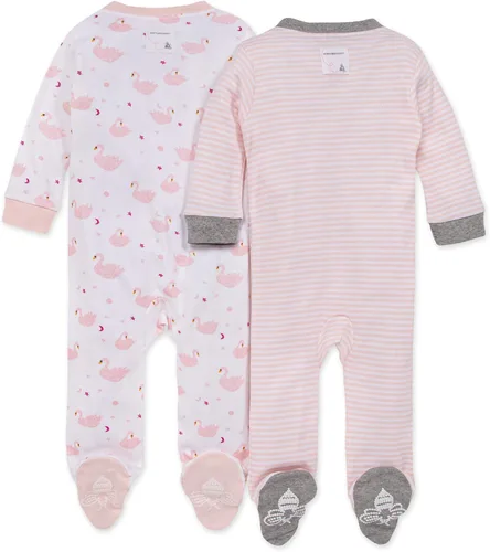 Vista 2 de Burt's Bees Baby - Pijama de una pieza (enterizo) de bebé de 100% algodón orgánico con cremallera frontal, para dormir