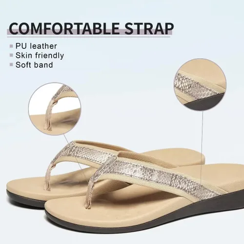 Vista 4 de Sandalias ortopédicas para mujeres, sandalias de fascitis plantar para pies planos con soporte de arco estilo pata de gallo, sandalias para caminar
