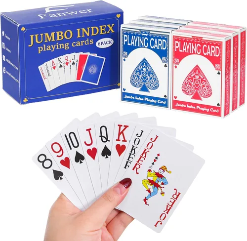 Vista 11 de Fanwer Juego de cartas con impresión grande para adultos, paquete de 2, cartas de impresión grande para personas mayores, con problemas de visión