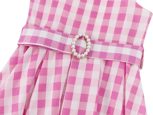 Vista 6 de Sukyfecde Disfraz de princesa rosa de la película 2023 para niñas, traje de Halloween con accesorios de 2 a 12 años