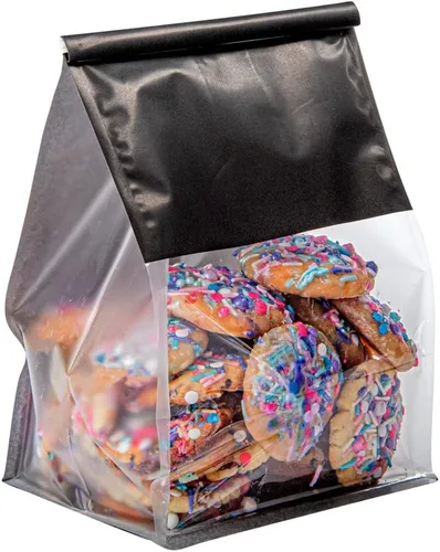Vista 22 de Restaurantware Bag Tek - Bolsas de lazo de lata de 5.1 x 4.1 x 11.2 pulgadas con ventanas, 100 bolsas resellables con ventanas, parte inferior plana