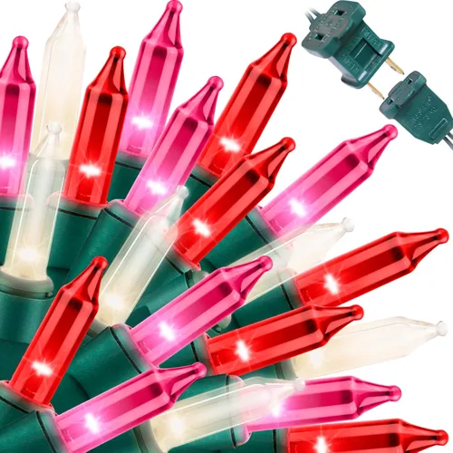 Vista 32 de LAMPHOME Guirnalda de luces LED de estrella roja, blanca y azul, 20 luces LED de hadas con cable transparente, 3 AA impermeables, 8 modos, luces