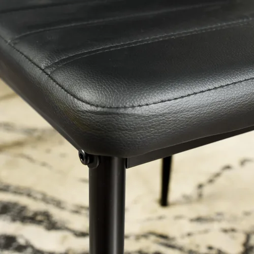 Vista 9 de Juego de 4 sillas de comedor, ergonómicas con respaldo alto, tapizadas, de piel sintética, para cocina en el hogar, marco de acero metálico, ahorro