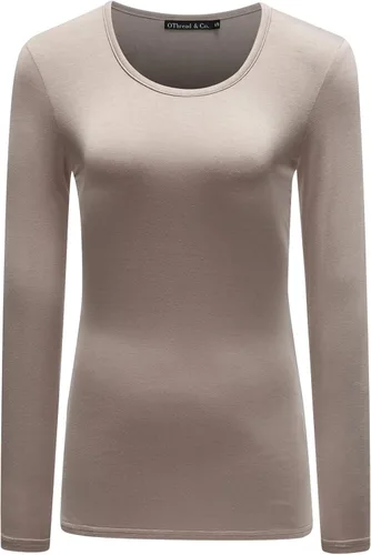 Vista 29 de OThread & Co. Camiseta de manga larga con cuello redondo para mujer, capa básica, de elastano Albaricoque