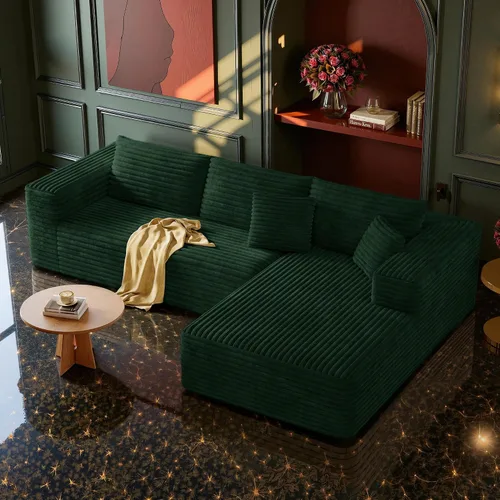 Vista 16 de MoonSpeak - Sofá seccional deshuesado de 133 pulgadas para sala de estar Sofá modular en forma de L, asiento profundo, pana suave, sin montaje