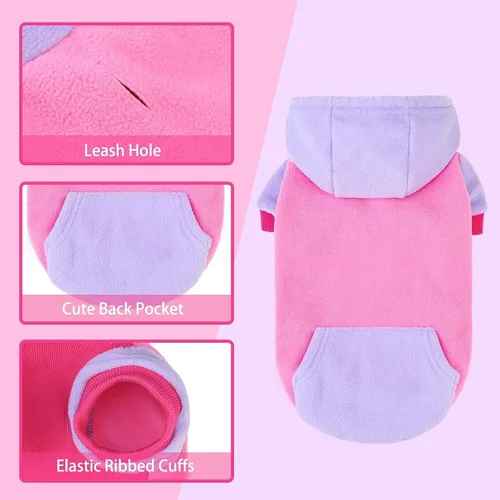 Vista 3 de PUPTECK Sudadera de forro polar con capucha para perro, ropa suave y cálida con capucha para perros pequeños y medianos, para otoño e invierno