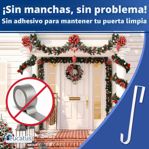 Vista 5 de Gancho de corona que no se raya, 100 % transparente, de 12 pulgadas. Ganchos de corona de Navidad para decoraciones de otoño, Halloween