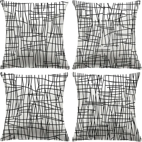 Vista 11 de Juego de 2 fundas de almohada de lino de algodón con flores, fundas de cojín decorativas de estilo pastoral de impresión en bloque de 45 x 45 cm