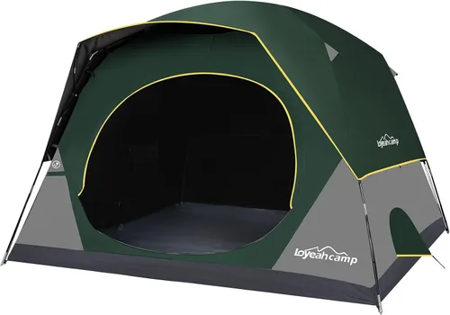 Vista 11 de LOYEAHCAMP Tienda de Campaña Blackout para 4 Personas, Montaje Fácil Tienda Domo Familiar Impermeable para Acampar con Sobretecho, Tienda Familiar