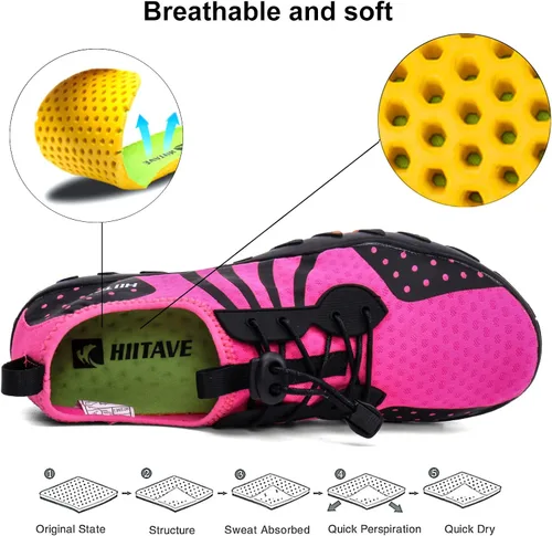 Vista 6 de Zapatillas para el agua hiitave para hombre y mujer, de secado rápido, zapatillas tipo calcetín estilo barefoot, para surf, caminar por el río