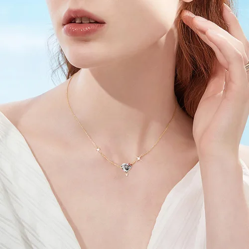 Vista 4 de Collar con dije de plata de ley 925 con circonita cúbica 5A para el día de la madre, cumpleaños, día de San Valentín, colección de joyas, regalos