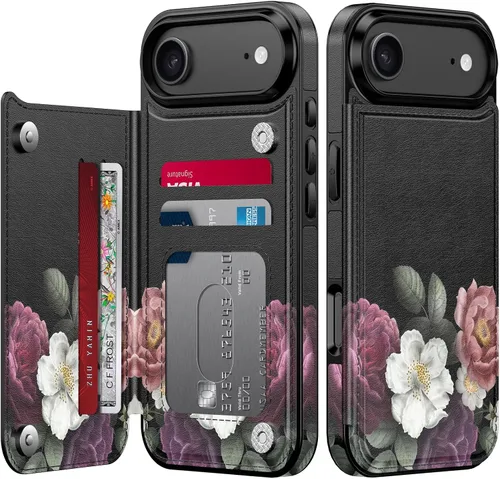 Vista 28 de LETO para iPhone 15 Pro Funda tipo cartera - Tapa tipo folio con patada - Diseños de moda - Tarjetero - Funda protectora para mujeres y niñas - 6.1