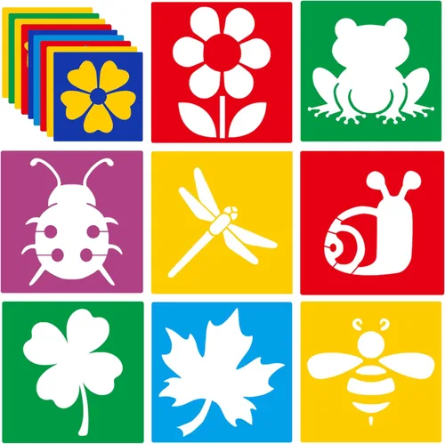 Vista 12 de Plantillas de 24 piezas, plantillas de dibujo grandes, plantilla de tiza, 8 pulgadas, juego de plantillas de forma lavable para manualidades, dibujo