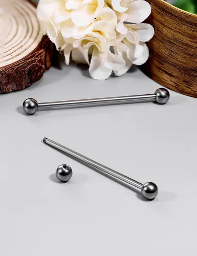 Vista 6 de Vsnnsns 14G 16G G23 - Piercing recto de titanio para lengua, pezón, joyería industrial, piercing para cartílago, tragus, joyería para mujeres