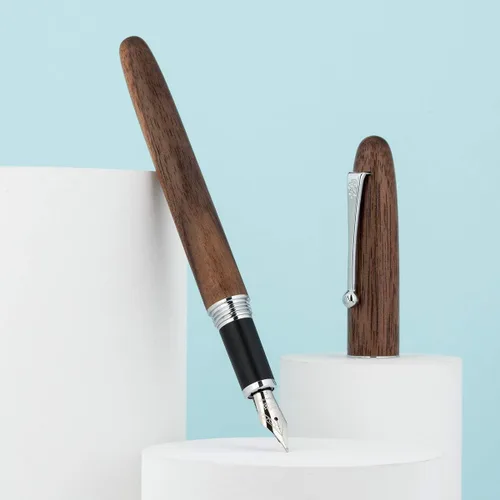 Vista 8 de JINHAO 9026 - Pluma estilográfica de punta fina con cuerpo y tapa de madera (palisandro)