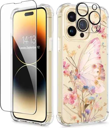 Vista 138 de GVIEWIN - Funda para iPhone 11 con protector de pantalla + protector de lente de cámara, cubierta protectora transparente suave de poliuretano