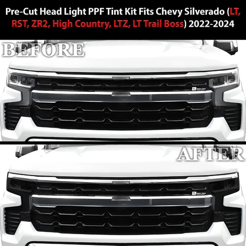 Vista 3 de BOGAR TECH DESIGNS Kit completo de tinte de luz para faros delanteros compatible con Chevy Silverado 2022-2025, humo oscuro