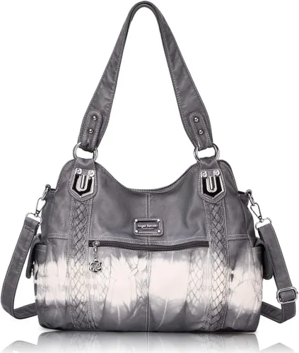 Vista 142 de Angel Barcelo - Bolsa de hombro amplia para mujer, diseño Hobo, cuero lavado