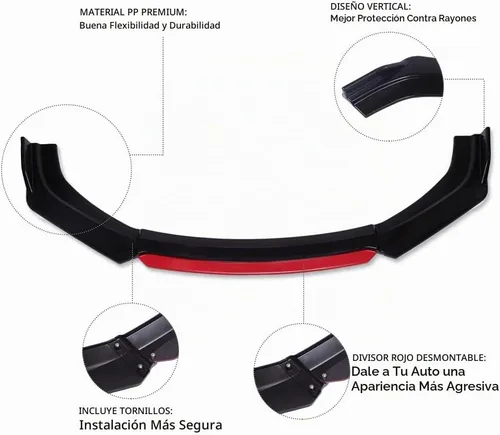Vista 5 de Alerón universal para parachoques delantero, difusor de alerón de barbilla, protector de ala protectora, kit de carrocería de coche con extensión