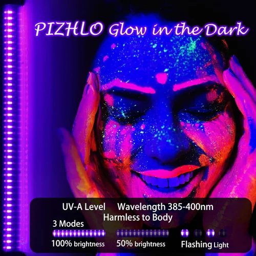 Vista 5 de Tiras de luz negra de 50 pies y control remoto + 3 barras de luz negra, tira de luz negra USB de 12 W y 1 pie para fiesta brillante