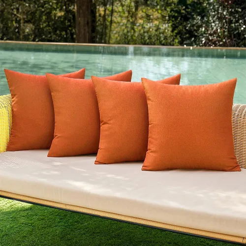Vista 21 de MIULEE - Paquete de 4 fundas decorativas de cojín para exterior, de lino, impermeables, para jardín, patio, tienda de campaña, balcón, sofá, 16 x 16