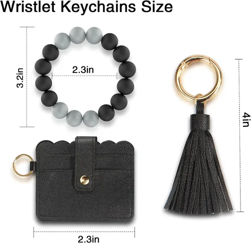 Vista 3 de Cooperwin Llavero de pulsera pulsera de silicona con cuentas de cadena