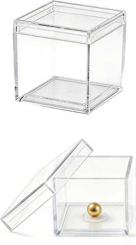 Vista 16 de KissYou Caja pequeña de acrílico con tapa transparente para dulces, cajas para exhibición, decoración de fiesta, plástico, cuadrado, cubo