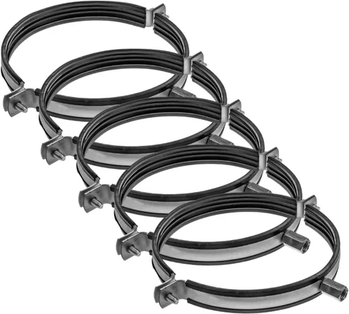Vista 14 de Vent Systems Abrazadera de tubo de 8 pulgadas – Abrazaderas de conducto de acero galvanizado de alta resistencia con forro de goma para reducción