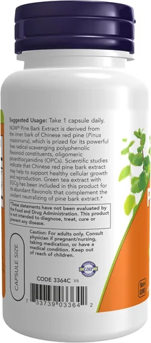 Vista 2 de NOW Foods Extracto de corteza de pino 240 mg, 90 cápsulas vegetales (paquete de 2)