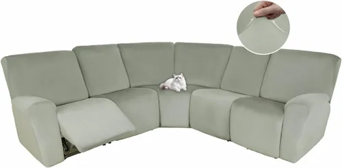 Vista 25 de HDCAXKJ Fundas de sofá seccional reclinable de terciopelo, cubierta de sofá seccional en forma de L, lavable, elástica, suave, para rincón