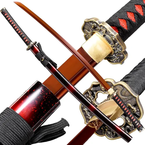 Vista 9 de Samurai Katana Espada hecha a mano de acero de alto carbono 1095 Japonesa Real Katana Espada de Espiga Completa Afilada