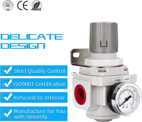 Vista 5 de NANPU Regulador de aire NPT de 1" para sistema de aire comprimido, calibre de acero protegido de 150 psi 150 psi Steel-Protected Gauge