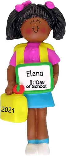 Vista 5 de Adornos escolares personalizados 2024 – Regalos de regreso a clases para estudiantes, mi primer día de escuela, nerviosismo, adornos de Navidad