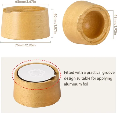 Vista 2 de Kit de 120 sellos de papel de aluminio compatibles con cápsulas Nes-presso Ver-tuoline reutilizables Ver-tuo Nes-presso con soporte de madera