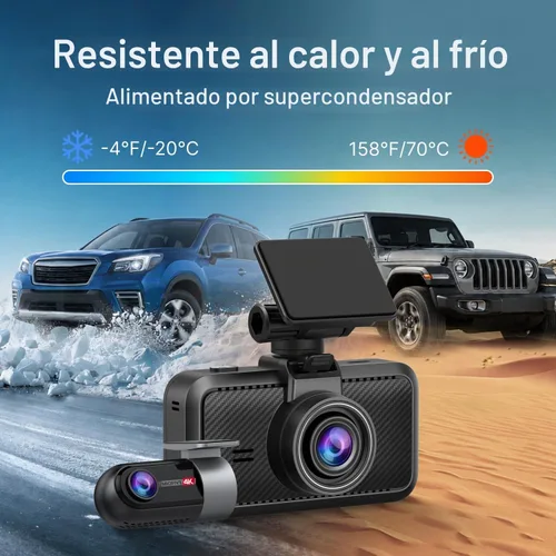 Vista 5 de Miofive Dash Cam - Cámara delantera y trasera para automóvil, 4K+4K, WiFi, Bluetooth, con tarjeta SD de 64 GB, cámara dual para auto con monitoreo