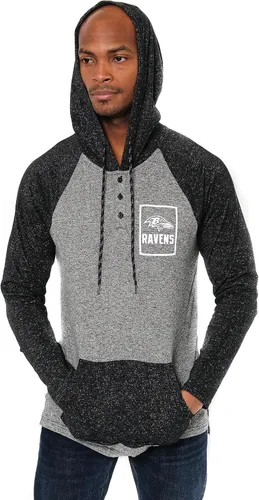 Vista 11 de Ultra Game - Sudadera con capucha de vellón para hombre con cuello Henley de la NFL Negro