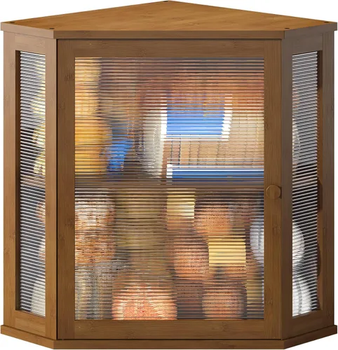 Vista 11 de Caja de pan de esquina BMOSU para encimera de cocina de doble capa de bambú contenedor de pan de madera de gran capacidad (negro, mediano)