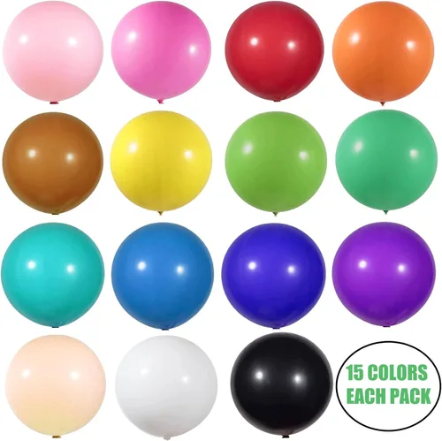Vista 2 de 15 globos grandes de 24 pulgadas, globos surtidos grandes, de látex grueso, resistente, redondos, grandes, gigantes, grandes, grandes, grandes