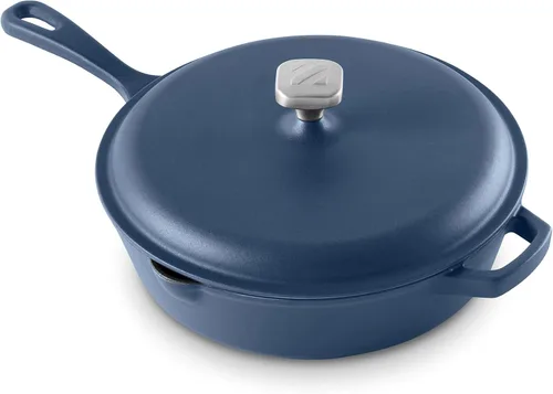 Vista 11 de Zakarian by Dash - Sartén profunda antiadherente de hierro fundido de 4.5 cuartos de galón con tapa de hierro fundido para comidas de tamaño Negro